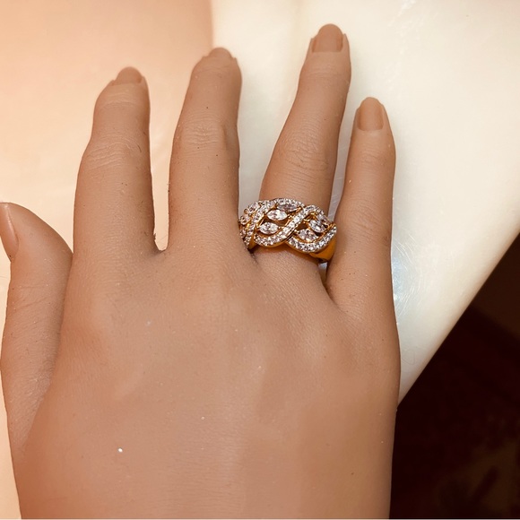 🎁Gorgeous GP 925 Sterling Silver Hatch & Line Ring w/Marquis & Round Cut Zircon - Picture 10 of 16